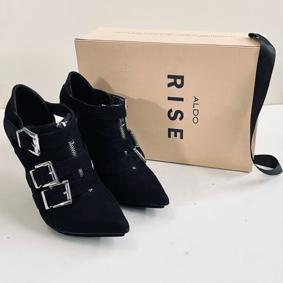 ALDO RISE x Preen Fanni Triple Buckle Front Zip Shootie Black Stiletto EU 38 - Picture 2 of 16